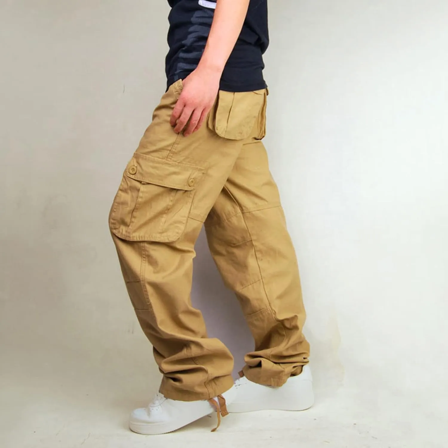 Men's Camo Hiking Pants Lightweight Tactical Pants Fashion Outdoor Stretch Waist Cargo Work Pants with Multi Pockets