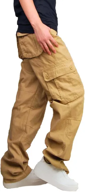 Men's Camo Hiking Pants Lightweight Tactical Pants Fashion Outdoor Stretch Waist Cargo Work Pants with Multi Pockets