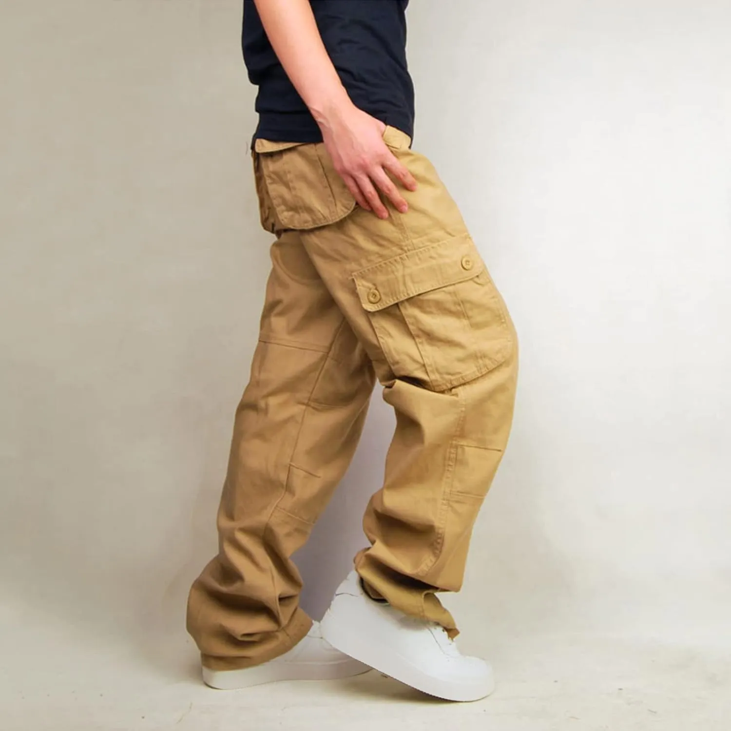 Men's Camo Hiking Pants Lightweight Tactical Pants Fashion Outdoor Stretch Waist Cargo Work Pants with Multi Pockets