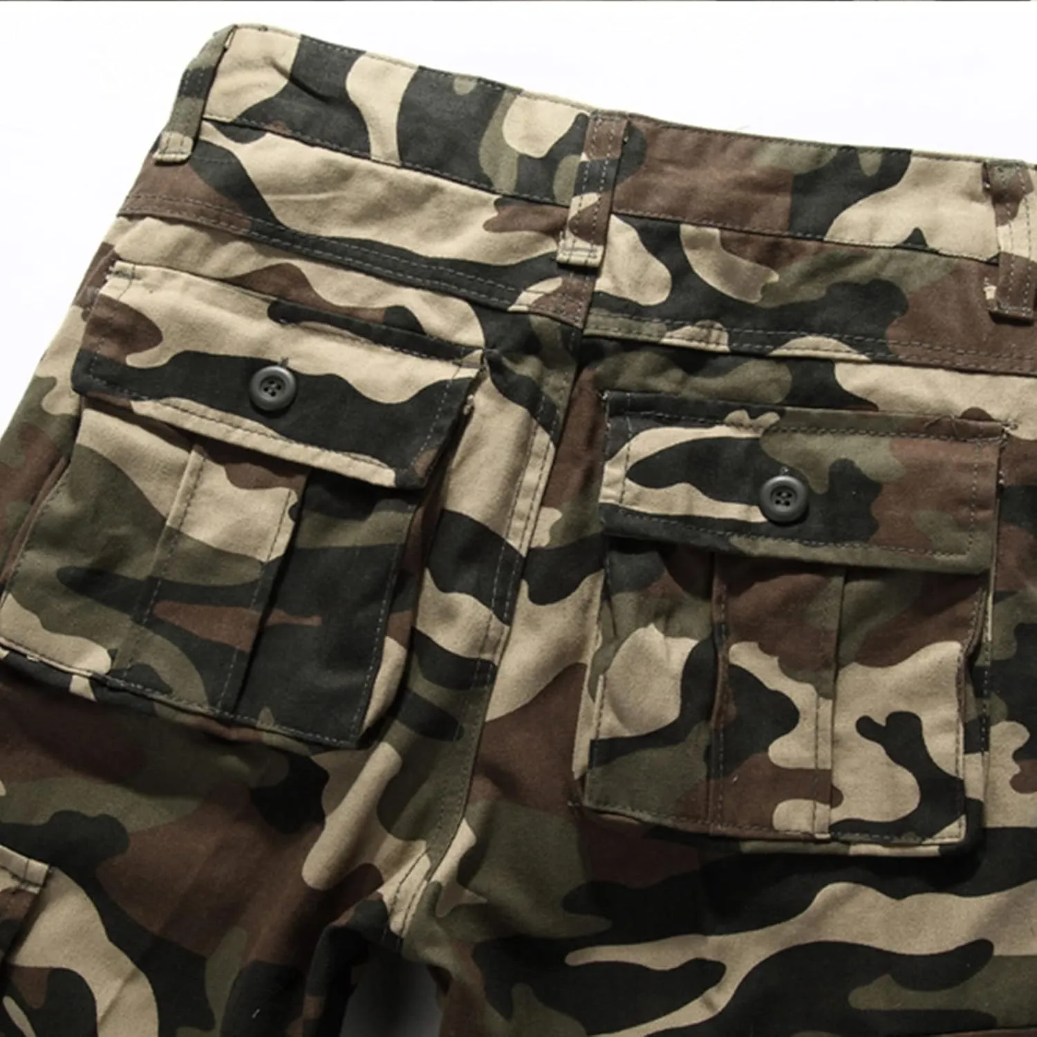 Men's Camo Hiking Pants Lightweight Tactical Pants Fashion Outdoor Stretch Waist Cargo Work Pants with Multi Pockets