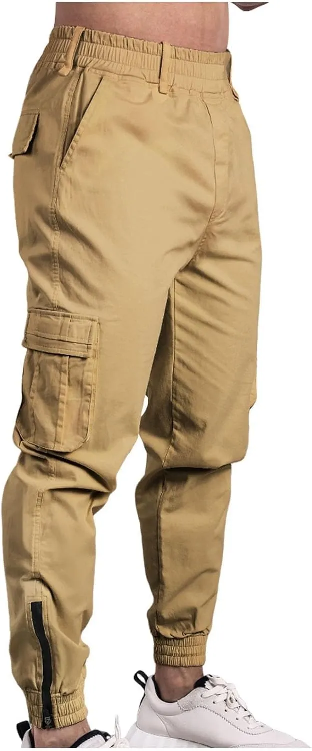 Men's Cargo Pants Made of Cotton Elastic Waist Jogging Trousers Casual Outdoor Trousers 2025