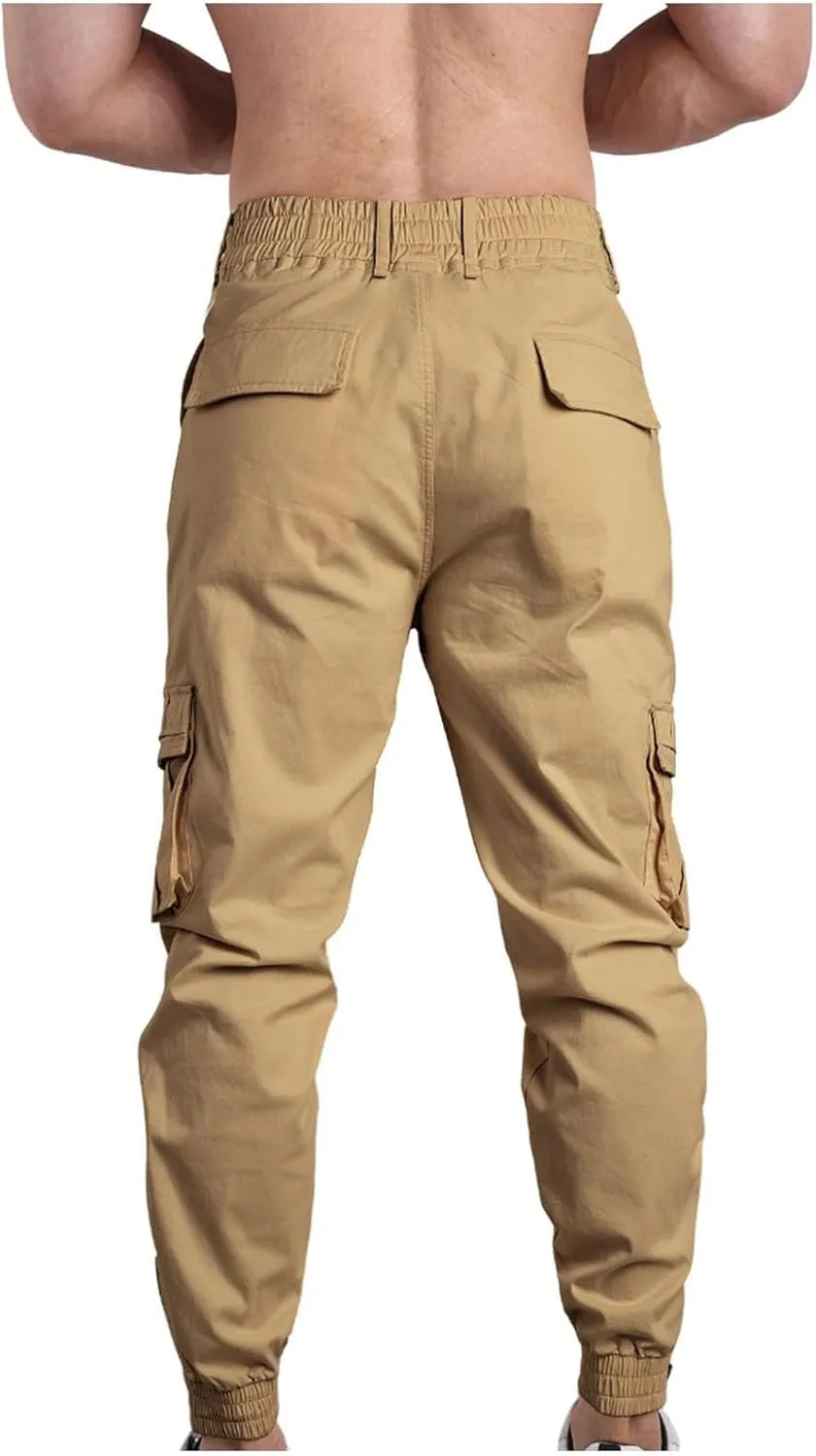 Men's Cargo Pants Made of Cotton Elastic Waist Jogging Trousers Casual Outdoor Trousers 2025