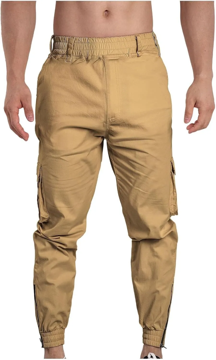 Men's Cargo Pants Made of Cotton Elastic Waist Jogging Trousers Casual Outdoor Trousers 2025