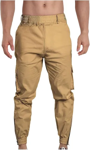 Men's Cargo Pants Made of Cotton Elastic Waist Jogging Trousers Casual Outdoor Trousers 2025