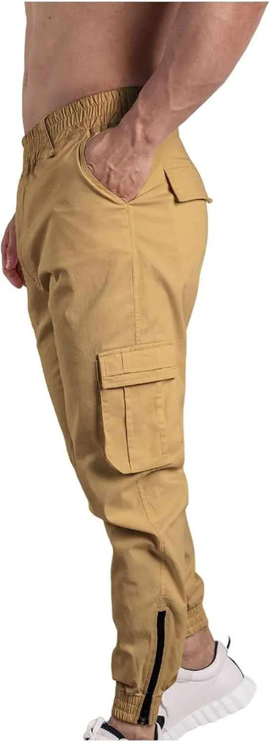 Men's Cargo Pants Made of Cotton Elastic Waist Jogging Trousers Casual Outdoor Trousers 2025