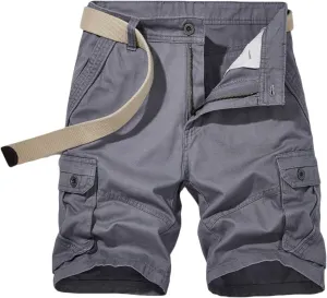 Mens Cargo Shorts Cotton Relaxed Fit Outdoor Shorts Solid Color Work Casual Short Pants Multi Pocket Lounge Shorts