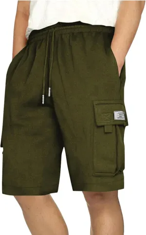Men's Cargo Shorts Drawstring Elastic Waist Baggy Sports Sweat Shorts Big Tall Running Workout Shorts with Pockets