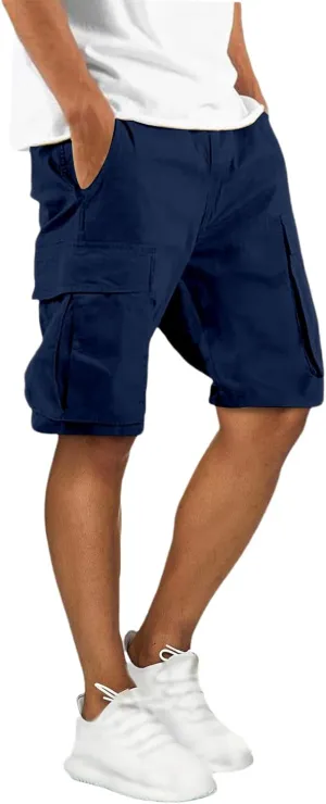 Men's Cargo Shorts Outdoor Hiking Casual Shorts Stretch Relaxed Fit Cotton Shorts Running Short with Multi Pockets