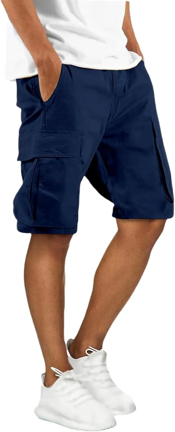 Men's Cargo Shorts Outdoor Hiking Casual Shorts Stretch Relaxed Fit Cotton Shorts Running Short with Multi Pockets