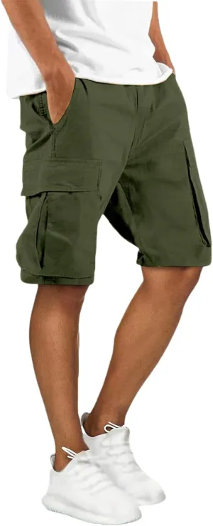 Men's Cargo Shorts Outdoor Hiking Casual Shorts Stretch Relaxed Fit Cotton Shorts Running Short with Multi Pockets