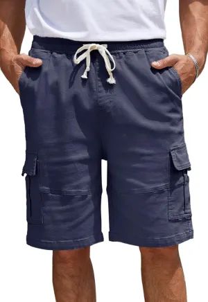 Men's Cargo Shorts Relaxed Fit Drawstring Elastic Waist Stretch Cotton Casual Shorts with 6 Pockets