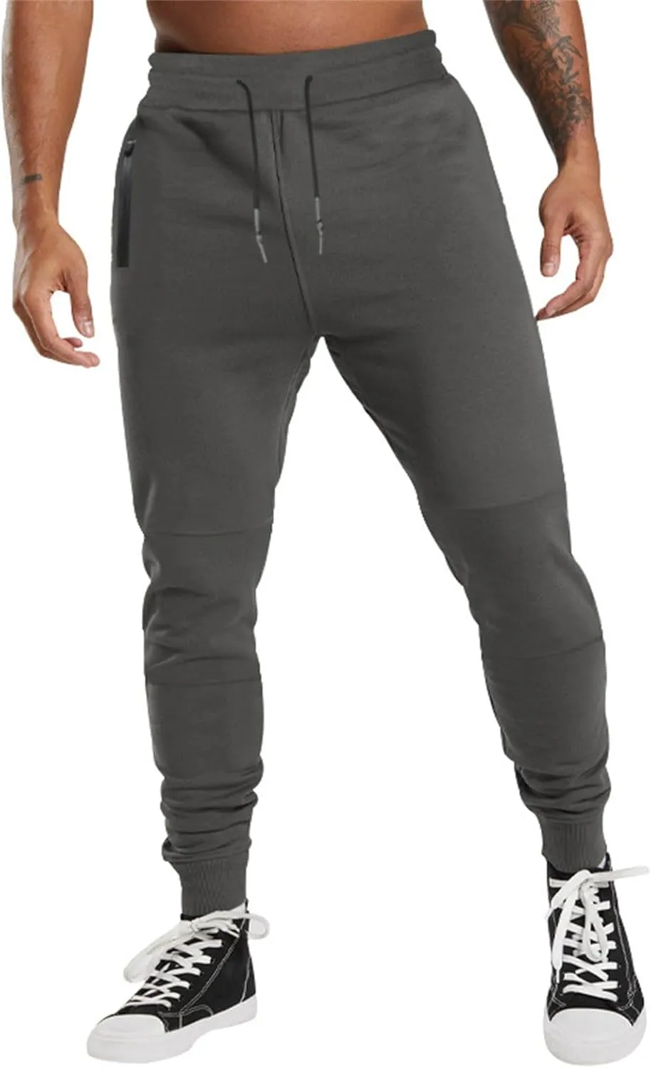 Men's Casual Cargo Pants for Hiking Running Outdoor Drawstring Joggers Sweatpants Sports Tapered Jogging with Pocket