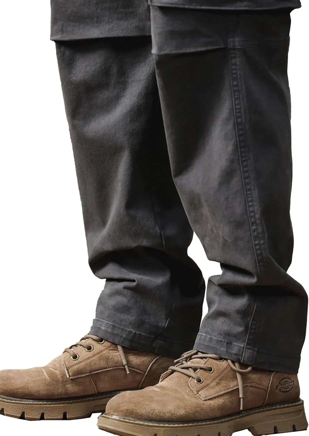 Men's Casual Cargo Pants with Flap Pockets & Drawstring Elastic Waist, Cotton Stretch Hiking Work Pants