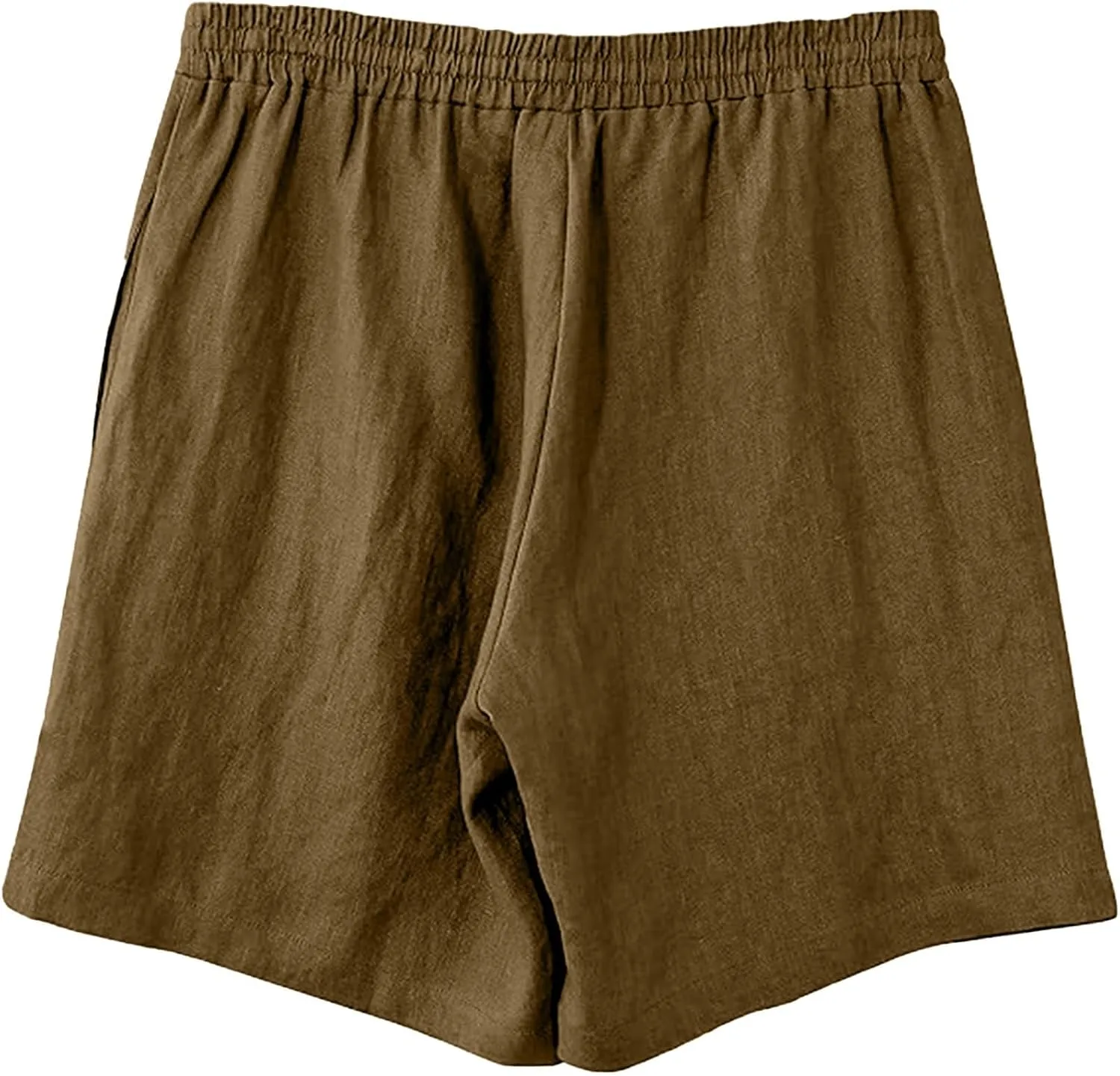 Men's Casual Drawstring Shorts Cotton Linen Loose Fit Breathable Shorts Summer Solid Color Lightweight Sweatpants