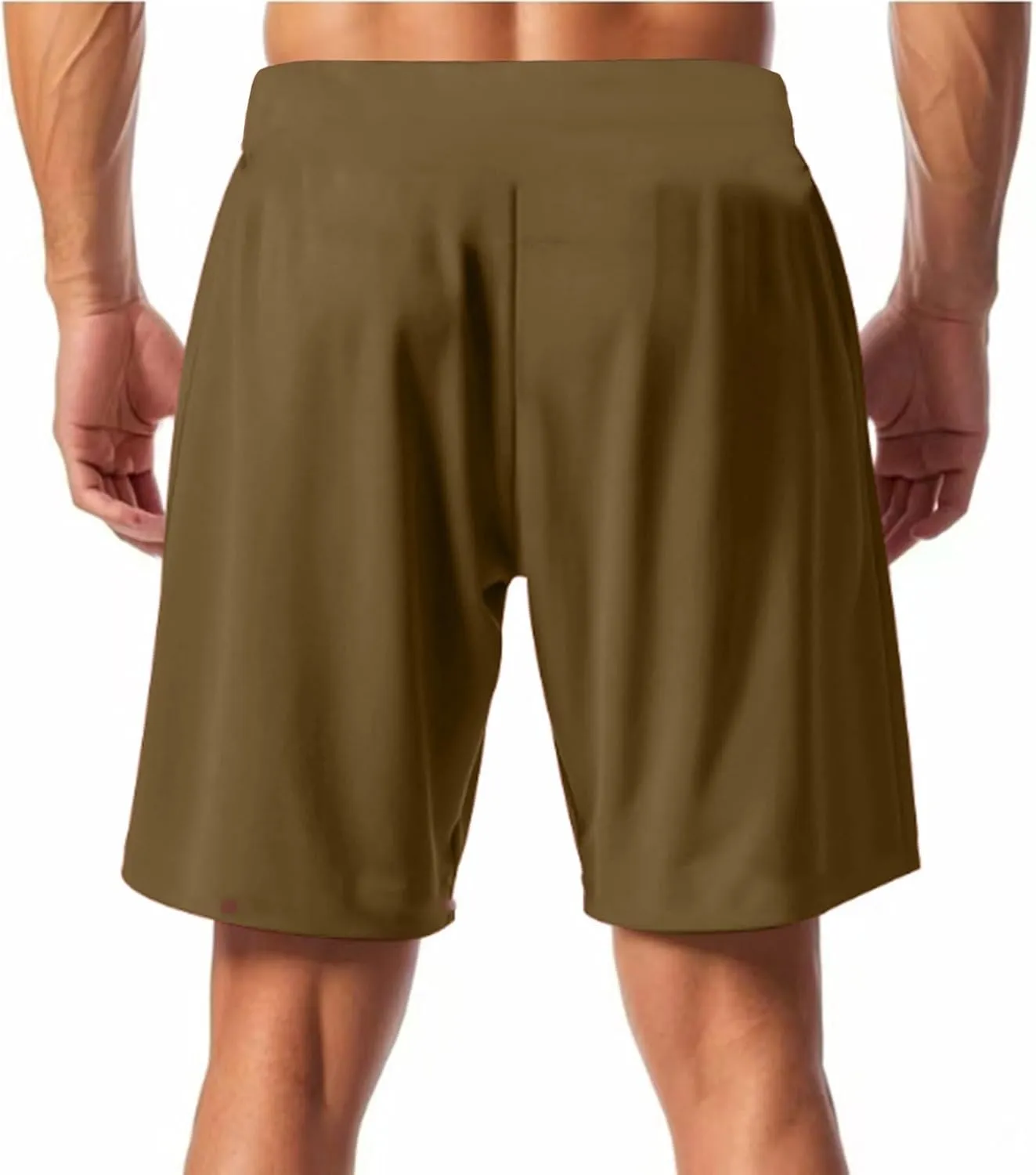 Men's Casual Drawstring Shorts Cotton Linen Loose Fit Breathable Shorts Summer Solid Color Lightweight Sweatpants