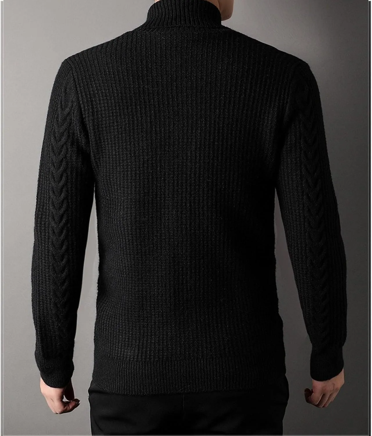 Men's Casual Rib Stand Collar Cardigan Shawl Collar Chunky Open Sweater Cable Knitted Button Down Sweaters