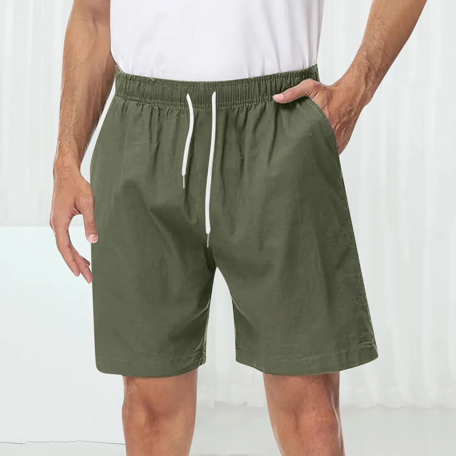 Mens Casual Shorts Stretch Waist Summer Beach Shorts with Pockets Lightweight Summer Hiking Work Shorts