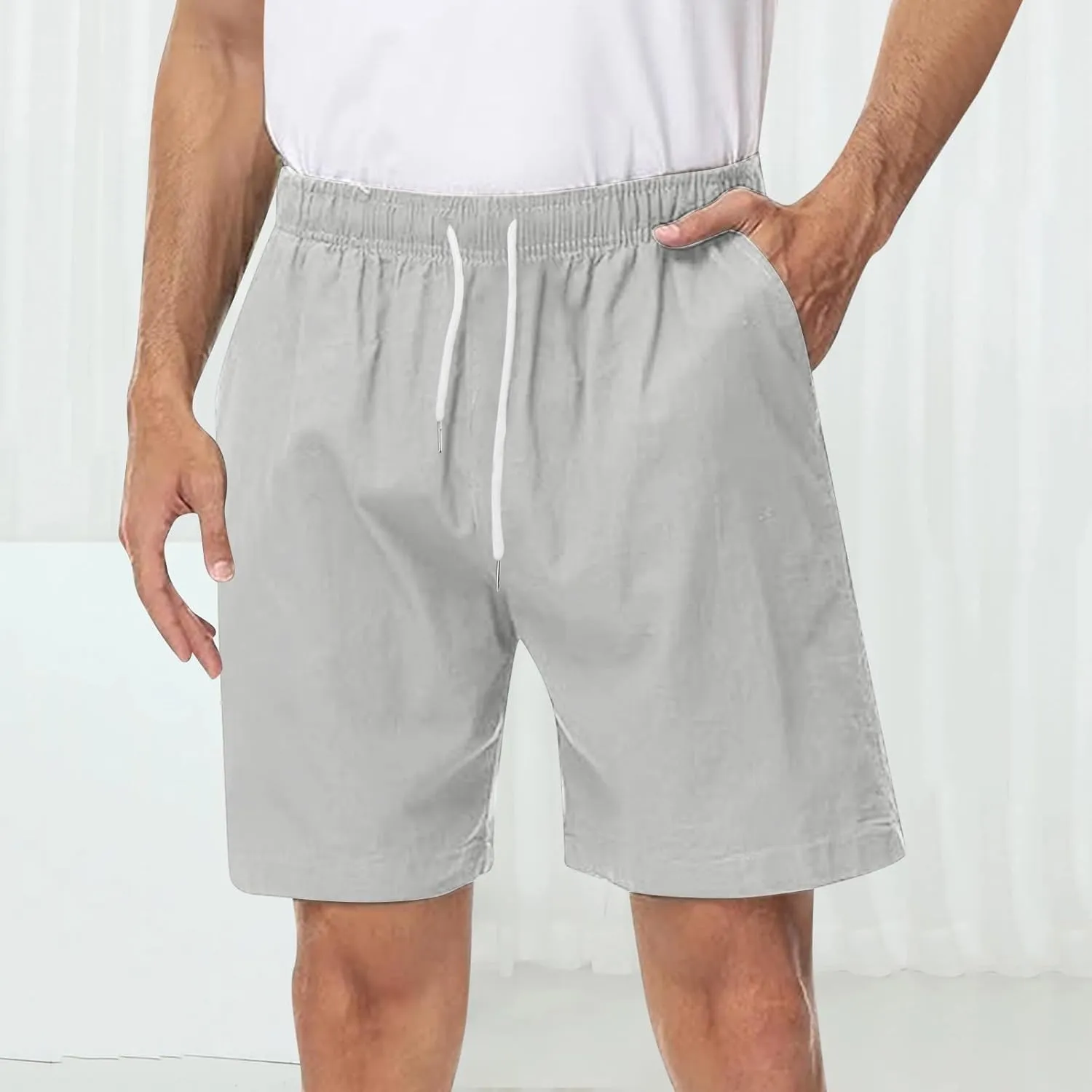Mens Casual Shorts Stretch Waist Summer Beach Shorts with Pockets Lightweight Summer Hiking Work Shorts