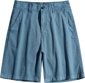 Men's Casual Shorts Summer Relaxed Fit Cotton Dress Shorts Classic Retro Stretch Straight Fit Half Pants Lounge Wear
