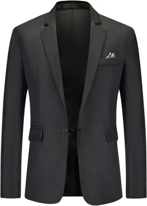 Mens Casual Suit Blazer Jackets Lightweight Sports Coat One Button Notched Lapel Slim Fit Business Stylish Blazers