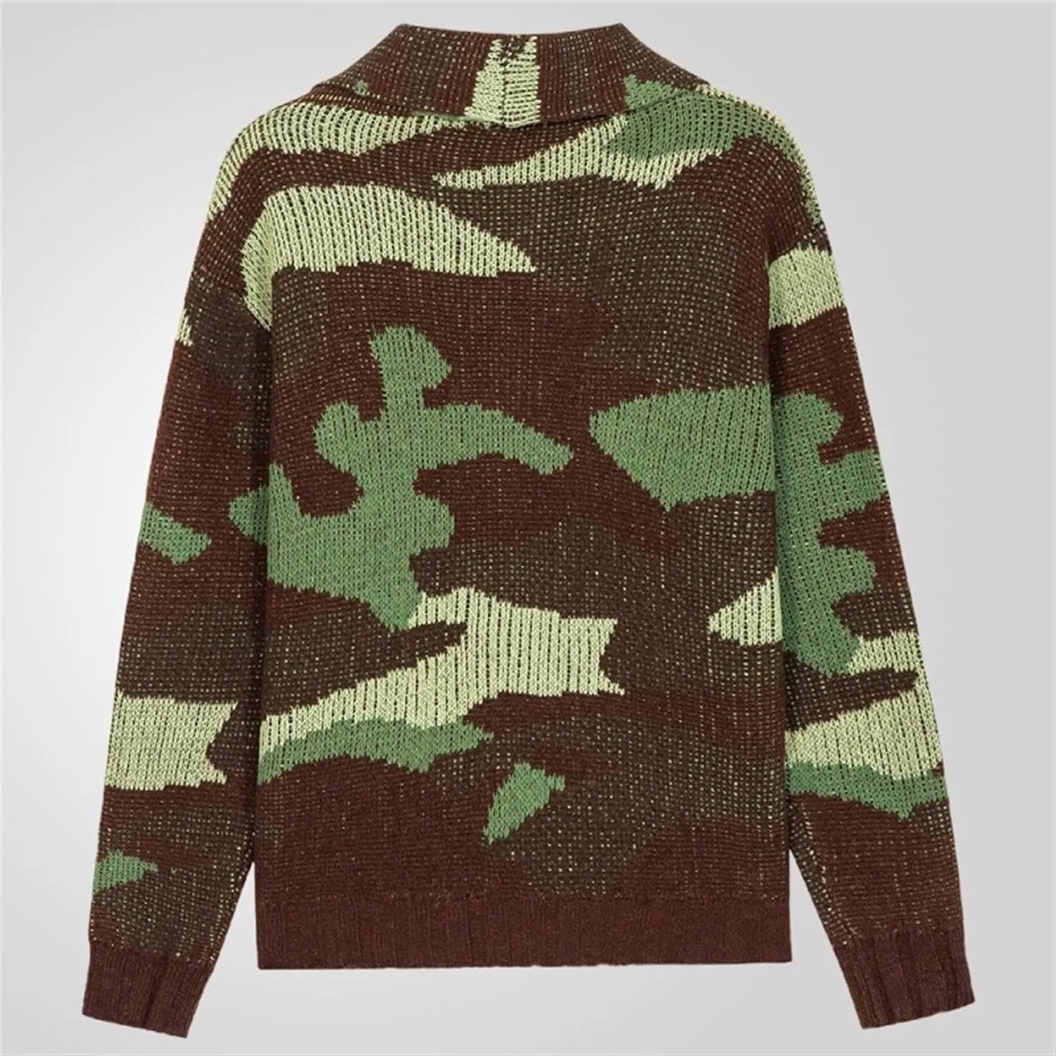 Mens Color Block Knitted Cardigan Shawl Collar Button Down Long Sleeves Fashion Rib Knit Soft Open Sweater
