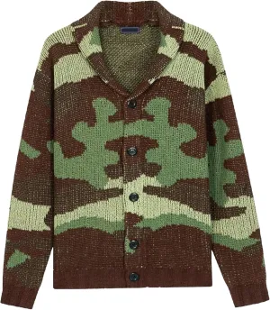Mens Color Block Knitted Cardigan Shawl Collar Button Down Long Sleeves Fashion Rib Knit Soft Open Sweater