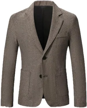 Mens Corduroy Blazers Slim Fit Business Notched Lapel Casual Men Sport Coat One Button Lightweight Suit Jacket