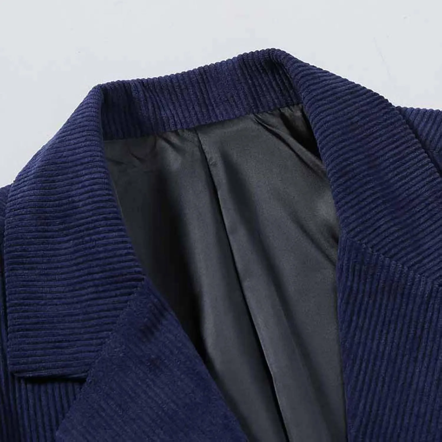 Mens Corduroy Blazers Slim Fit Business Notched Lapel Casual Men Sport Coat One Button Lightweight Suit Jacket