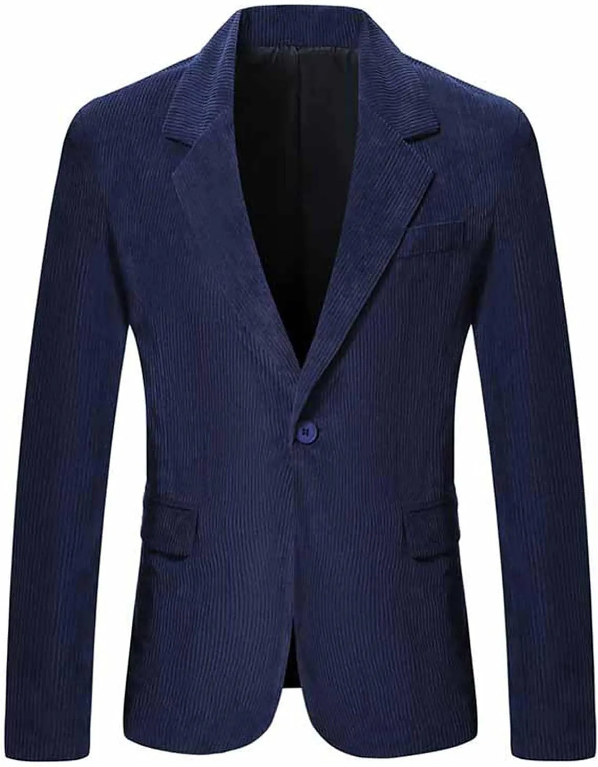 Mens Corduroy Blazers Slim Fit Business Notched Lapel Casual Men Sport Coat One Button Lightweight Suit Jacket
