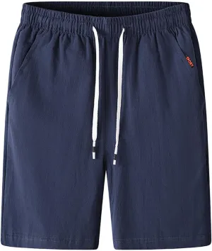 Men's Cotton Blend Shorts Elastic Waist Drawstring Shorts with Pockets Workout Jogger Relaxed Fit Shorts for Men