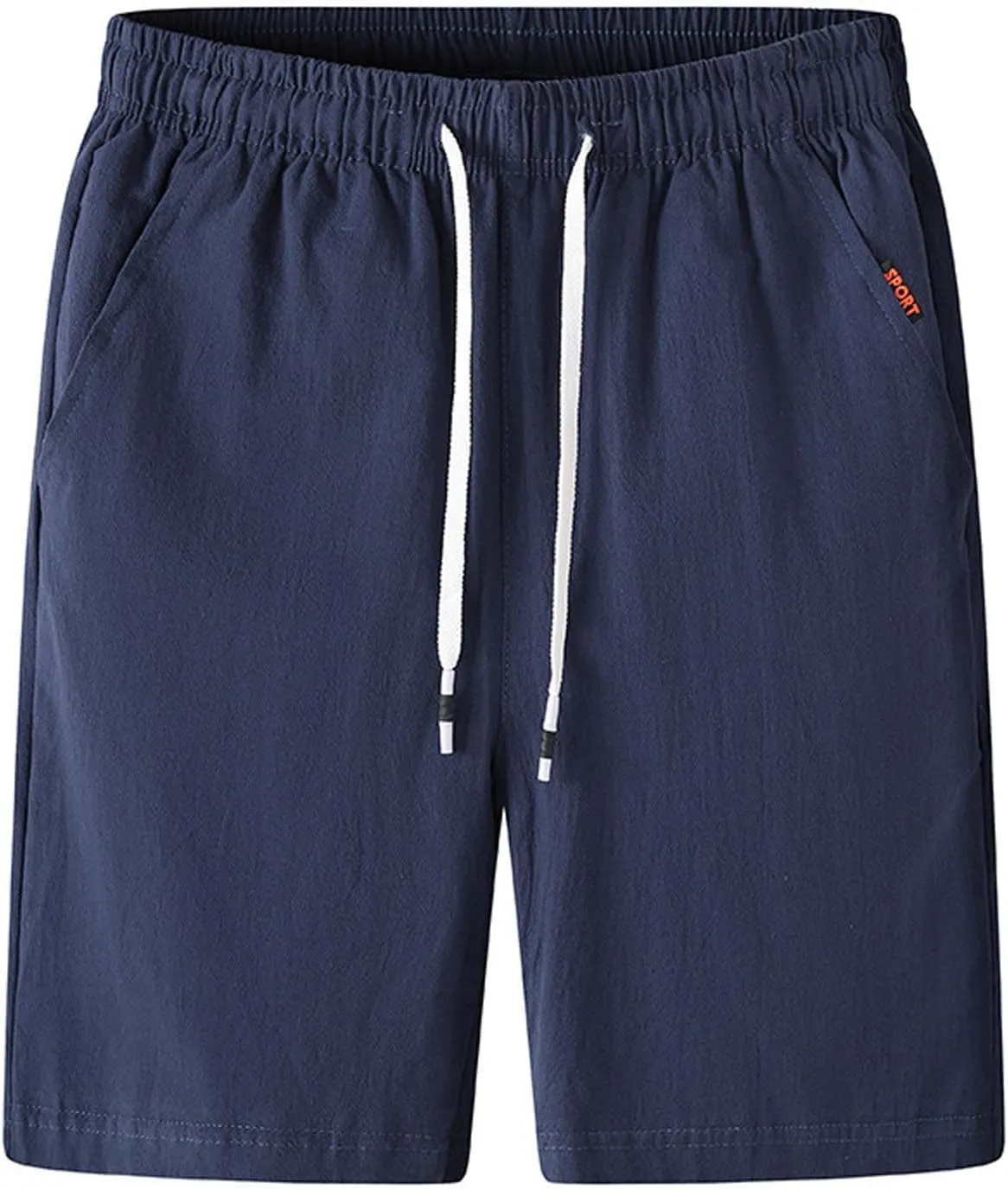 Men's Cotton Blend Shorts Elastic Waist Drawstring Shorts with Pockets Workout Jogger Relaxed Fit Shorts for Men
