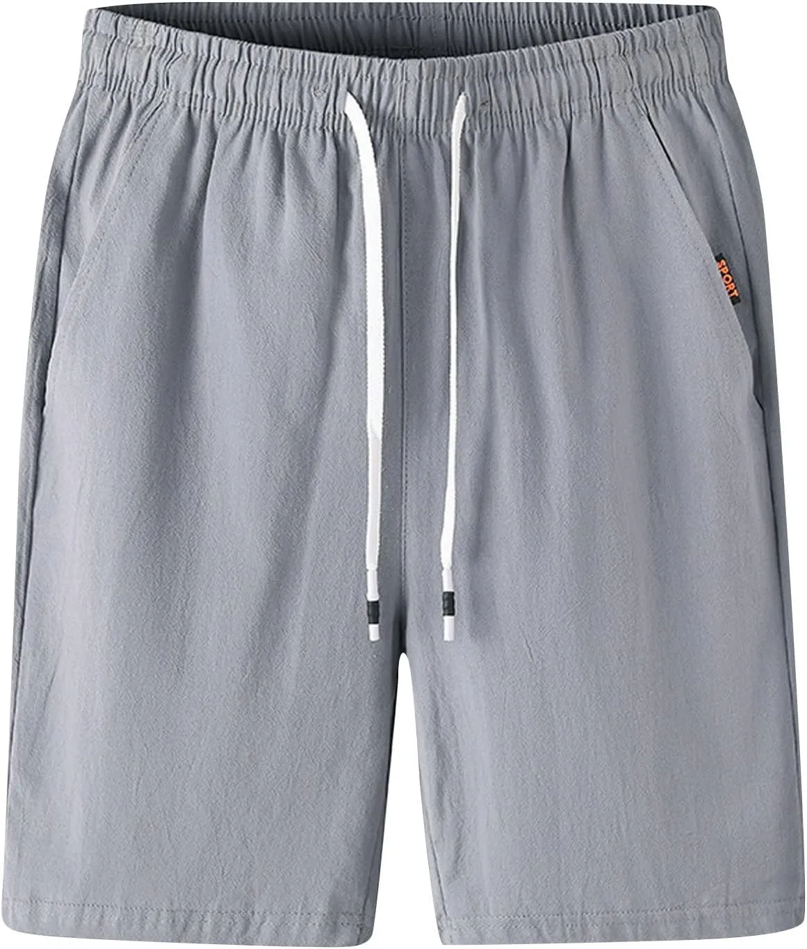 Men's Cotton Blend Shorts Elastic Waist Drawstring Shorts with Pockets Workout Jogger Relaxed Fit Shorts for Men