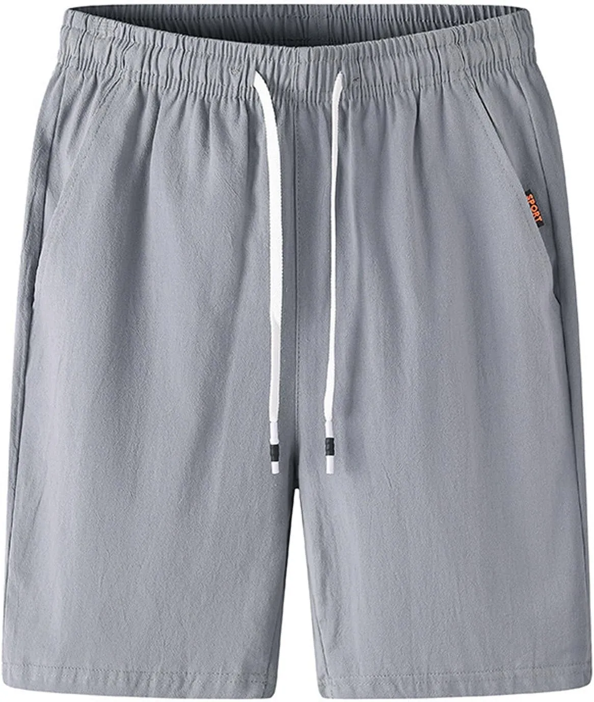 Men's Cotton Blend Shorts Elastic Waist Drawstring Shorts with Pockets Workout Jogger Relaxed Fit Shorts for Men
