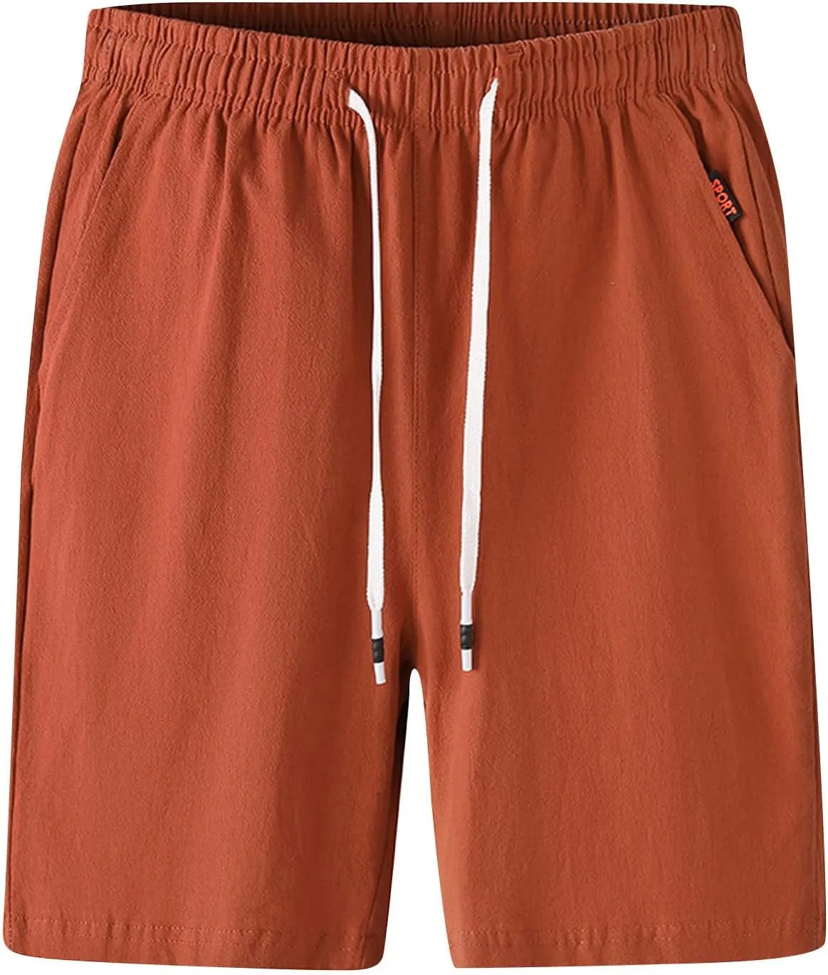 Men's Cotton Blend Shorts Elastic Waist Drawstring Shorts with Pockets Workout Jogger Relaxed Fit Shorts for Men