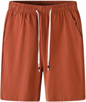 Men's Cotton Blend Shorts Elastic Waist Drawstring Shorts with Pockets Workout Jogger Relaxed Fit Shorts for Men