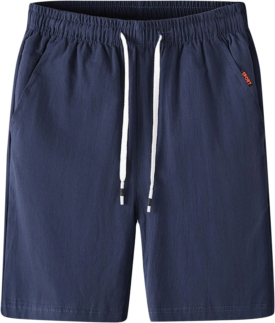 Men's Cotton Blend Shorts Elastic Waist Drawstring Shorts with Pockets Workout Jogger Relaxed Fit Shorts for Men