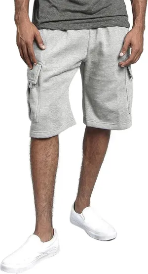 Men's Cotton Cargo Shorts - Drawstring Elastic Waist Relaxed Fit Workout Shorts Lounge Sweat Shorts with Multi-Pockets