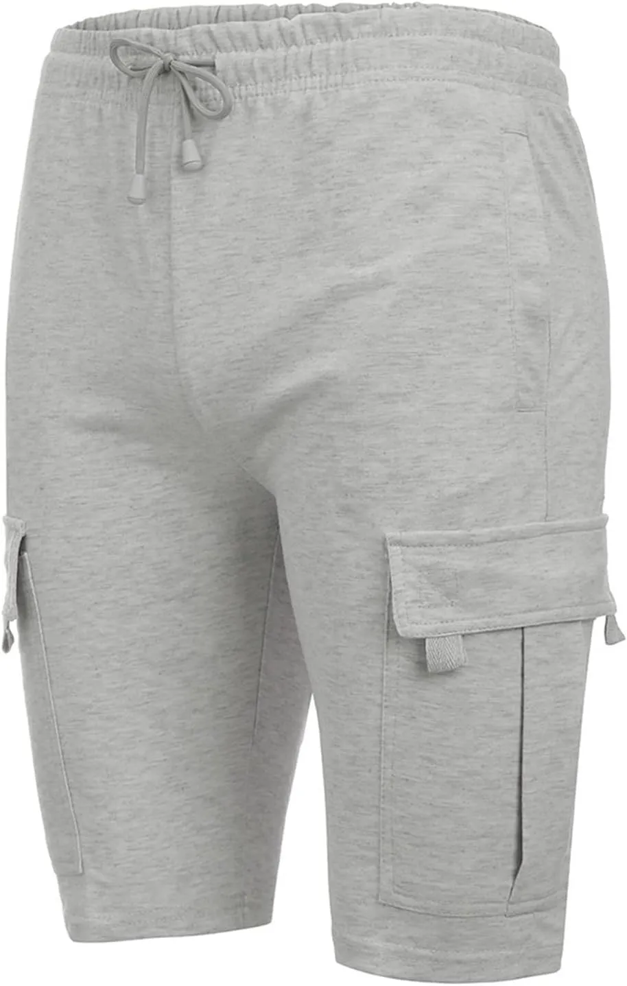 Men's Cotton Cargo Shorts - Drawstring Elastic Waist Relaxed Fit Workout Shorts Lounge Sweat Shorts with Multi-Pockets