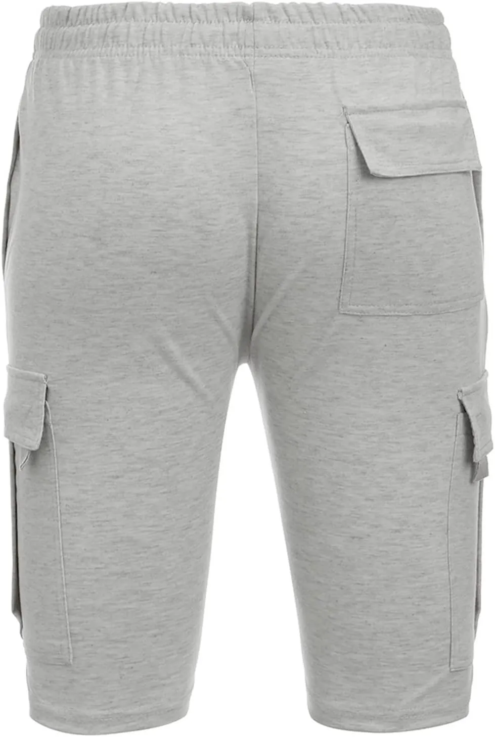 Men's Cotton Cargo Shorts - Drawstring Elastic Waist Relaxed Fit Workout Shorts Lounge Sweat Shorts with Multi-Pockets