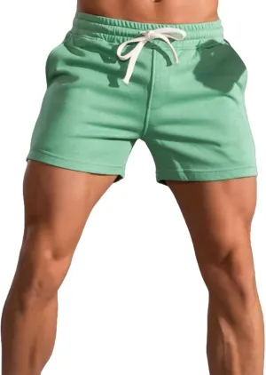 Mens Cotton Casual Sweat Shorts Workout Training Gym Shorts Mens Athletic Lounge Shorts with Pockets