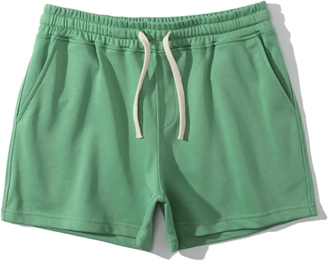 Mens Cotton Casual Sweat Shorts Workout Training Gym Shorts Mens Athletic Lounge Shorts with Pockets