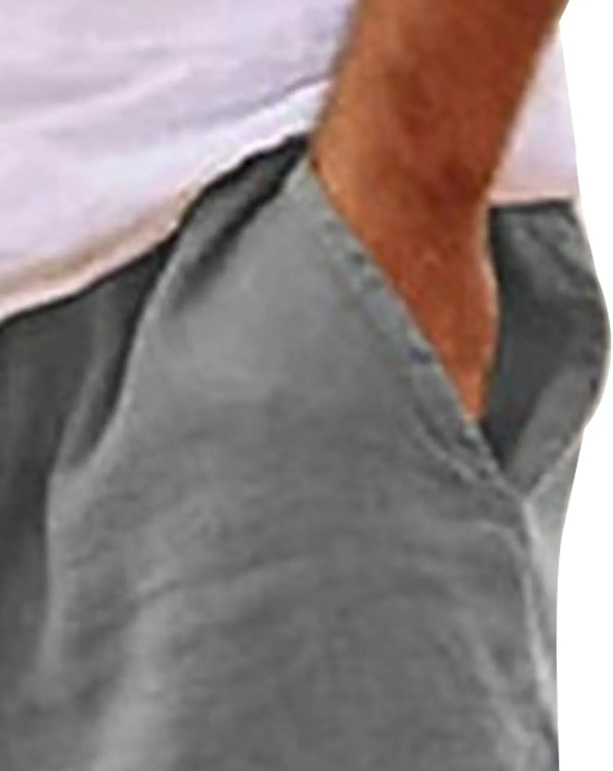 Men's Cotton Linen Elastic Waist Lounge Shorts Solid Beach Golf Shorts with Pockets Casual Drawstring Summer Shorts