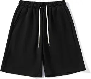 Mens Cotton Pajama Bottoms Shorts with Pockets and Drawstring Sleepwear Lounge Shorts Workout Shorts