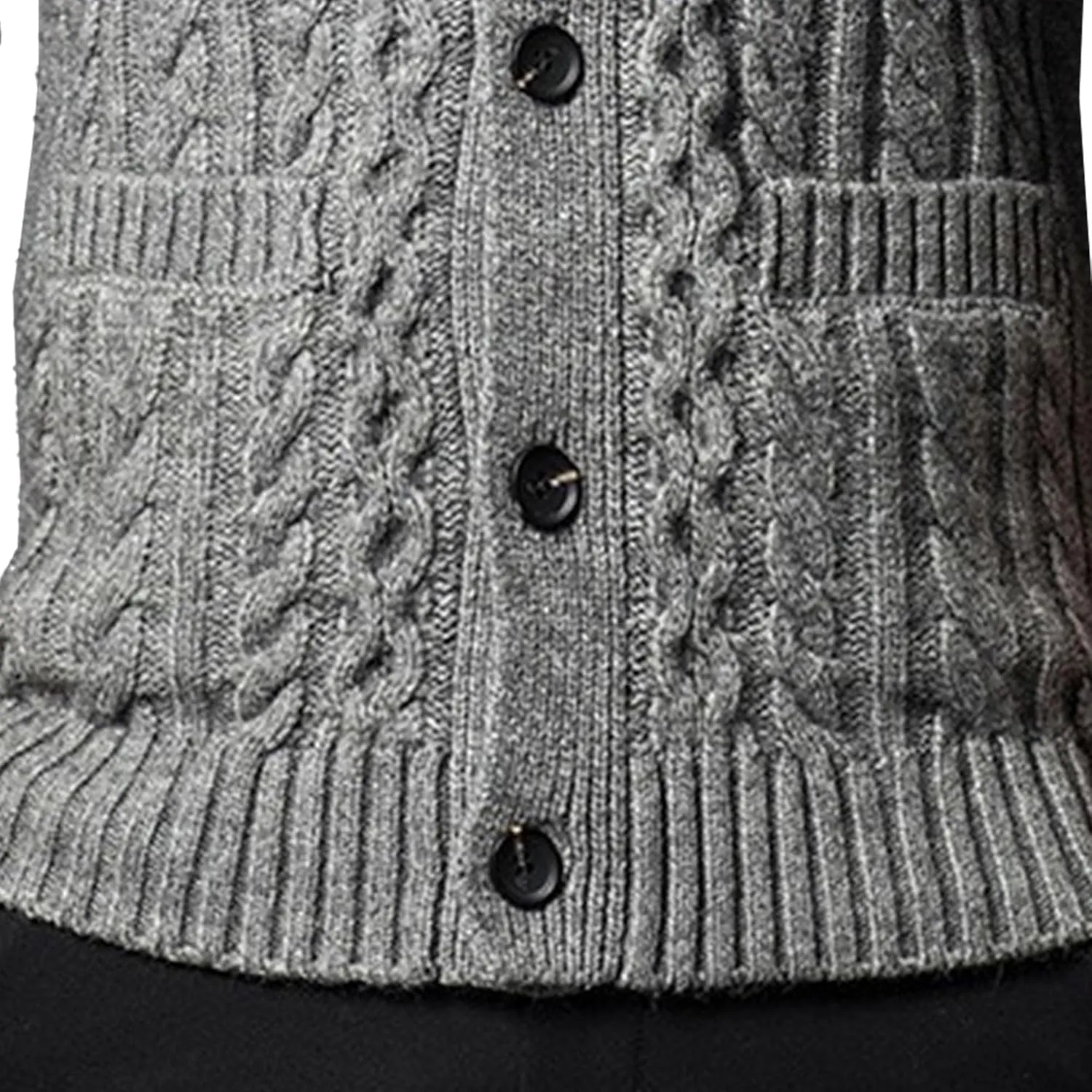 Mens Fit Long Sleeve Casual Cardigans Button Down Cable Knitted Sweater with Pockets Winter Chunky Open Sweaters