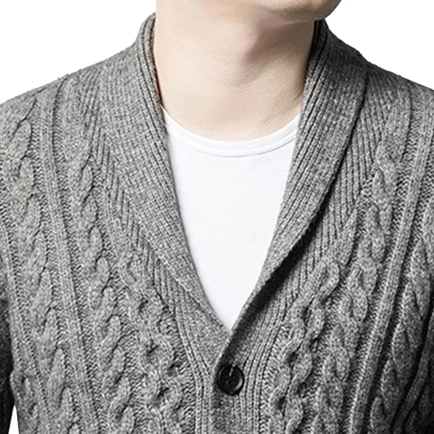 Mens Fit Long Sleeve Casual Cardigans Button Down Cable Knitted Sweater with Pockets Winter Chunky Open Sweaters