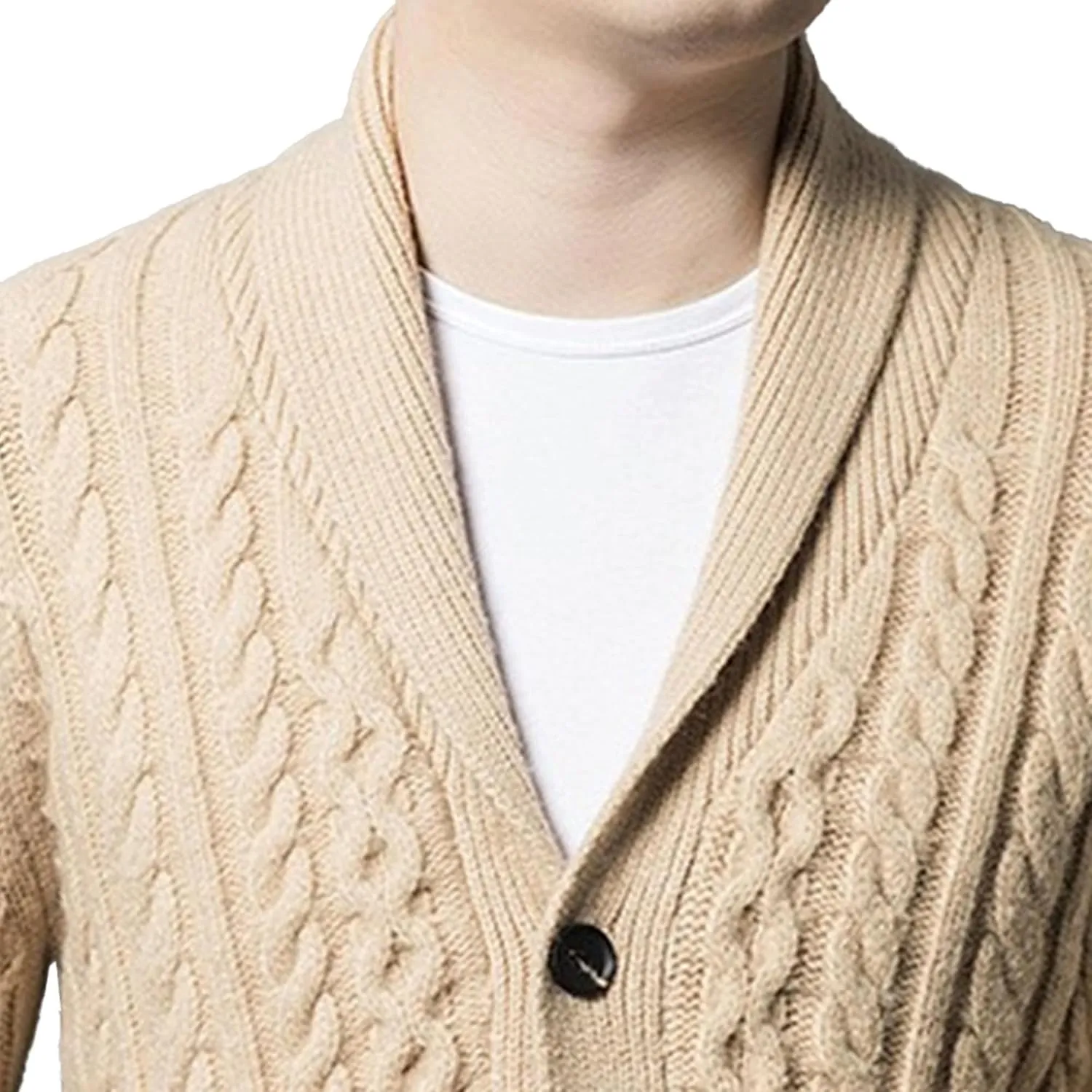 Mens Fit Long Sleeve Casual Cardigans Button Down Cable Knitted Sweater with Pockets Winter Chunky Open Sweaters