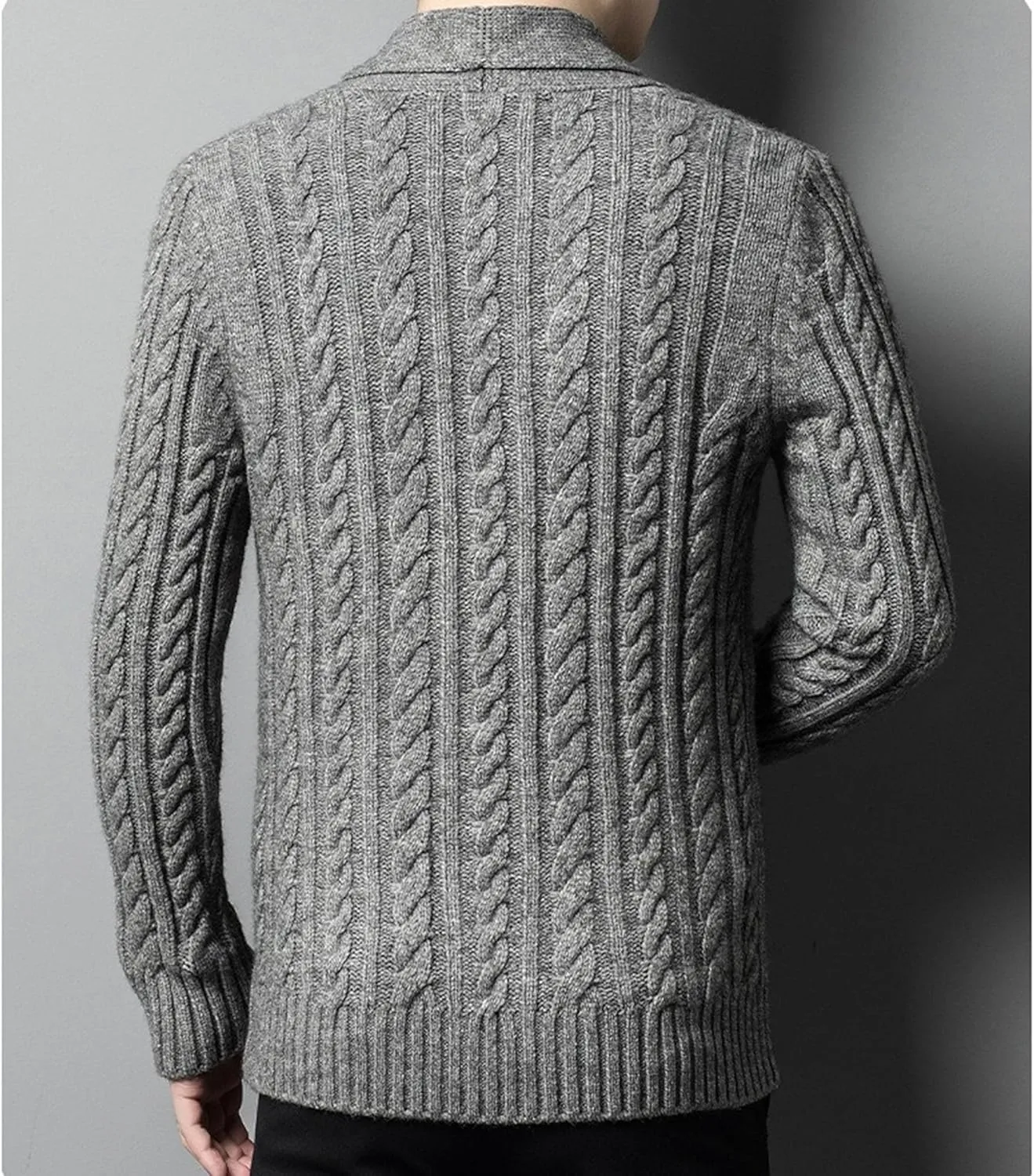 Mens Fit Long Sleeve Casual Cardigans Button Down Cable Knitted Sweater with Pockets Winter Chunky Open Sweaters