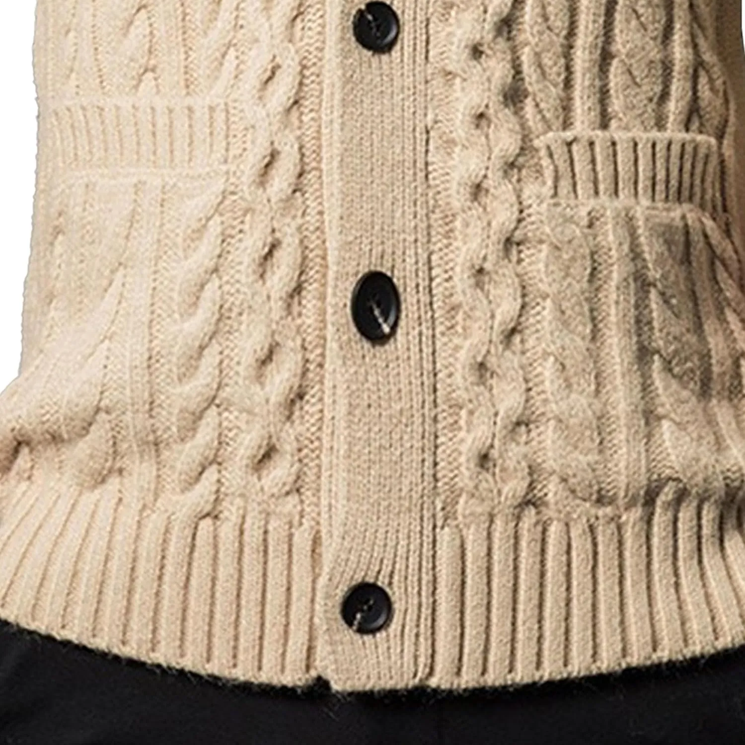 Mens Fit Long Sleeve Casual Cardigans Button Down Cable Knitted Sweater with Pockets Winter Chunky Open Sweaters