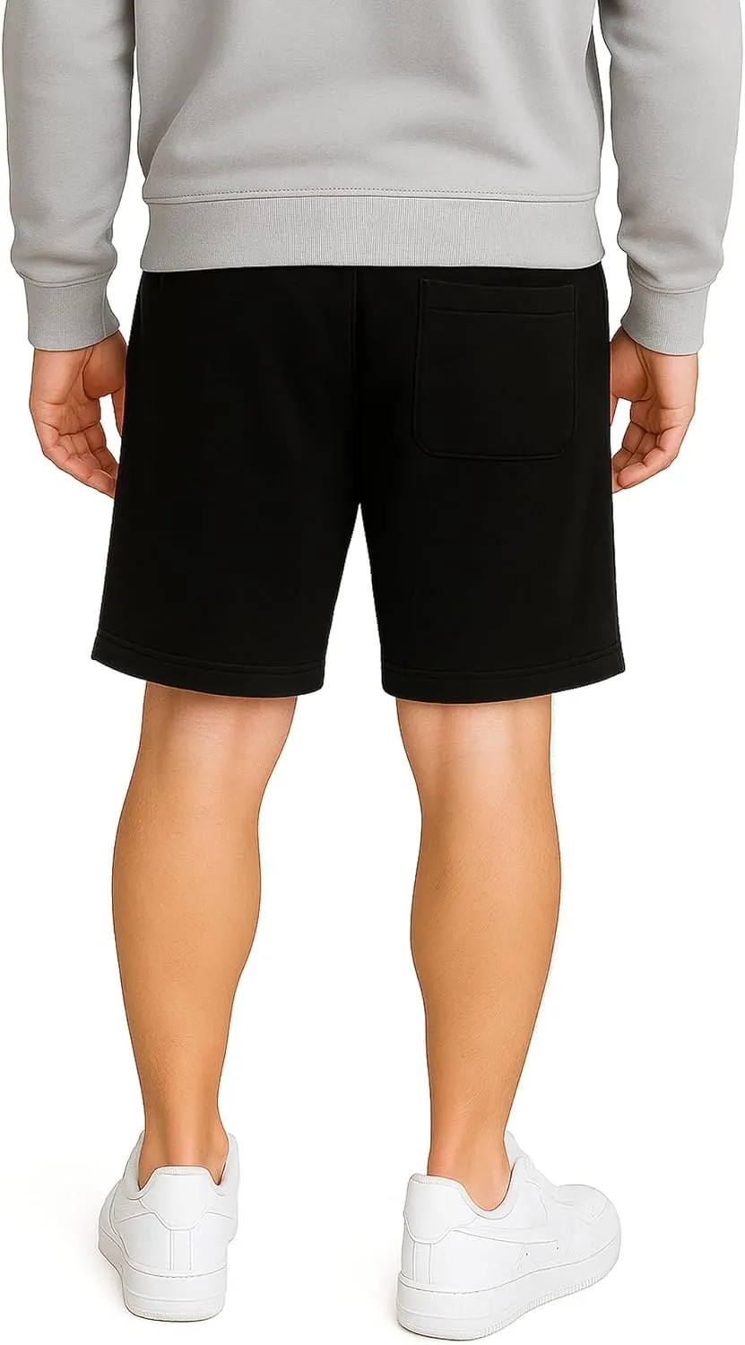 Mens Fleece Shorts with Pockets - 9 Oz Relaxed Fit Men's Sweat Shorts with Secure Draw Cords
