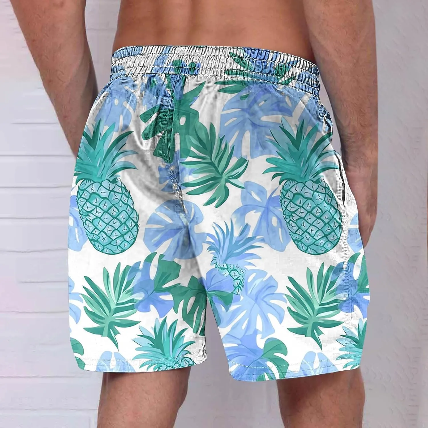 Men's Flower Flat Front Beach Shorts Casual Aloha Hawaiian Shorts Quick Dry Swim Trunks Summer Surf Board Shorts